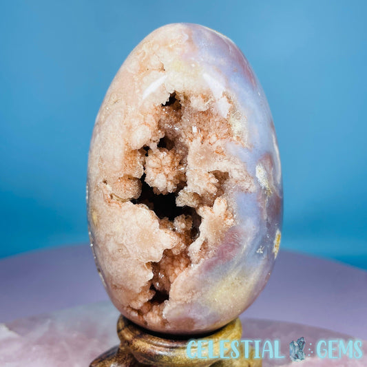 Pink Amethyst + Blue Agate Druzy Cluster Semi-Polished Egg