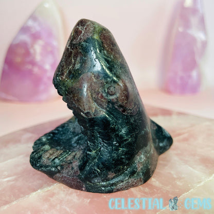 Garnet + Astrophyllite Shark Head Medium Carving