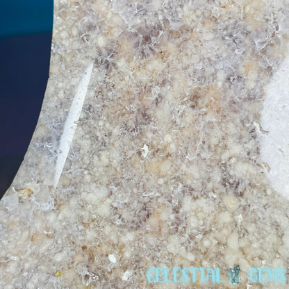 Amethyst + Pink Flower Agate Crescent Moon Medium Carving