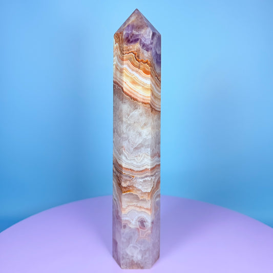 Amethyst + Lace Agate Large Tower
