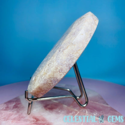 Amethyst + Pink Flower Agate Crescent Moon Medium Carving