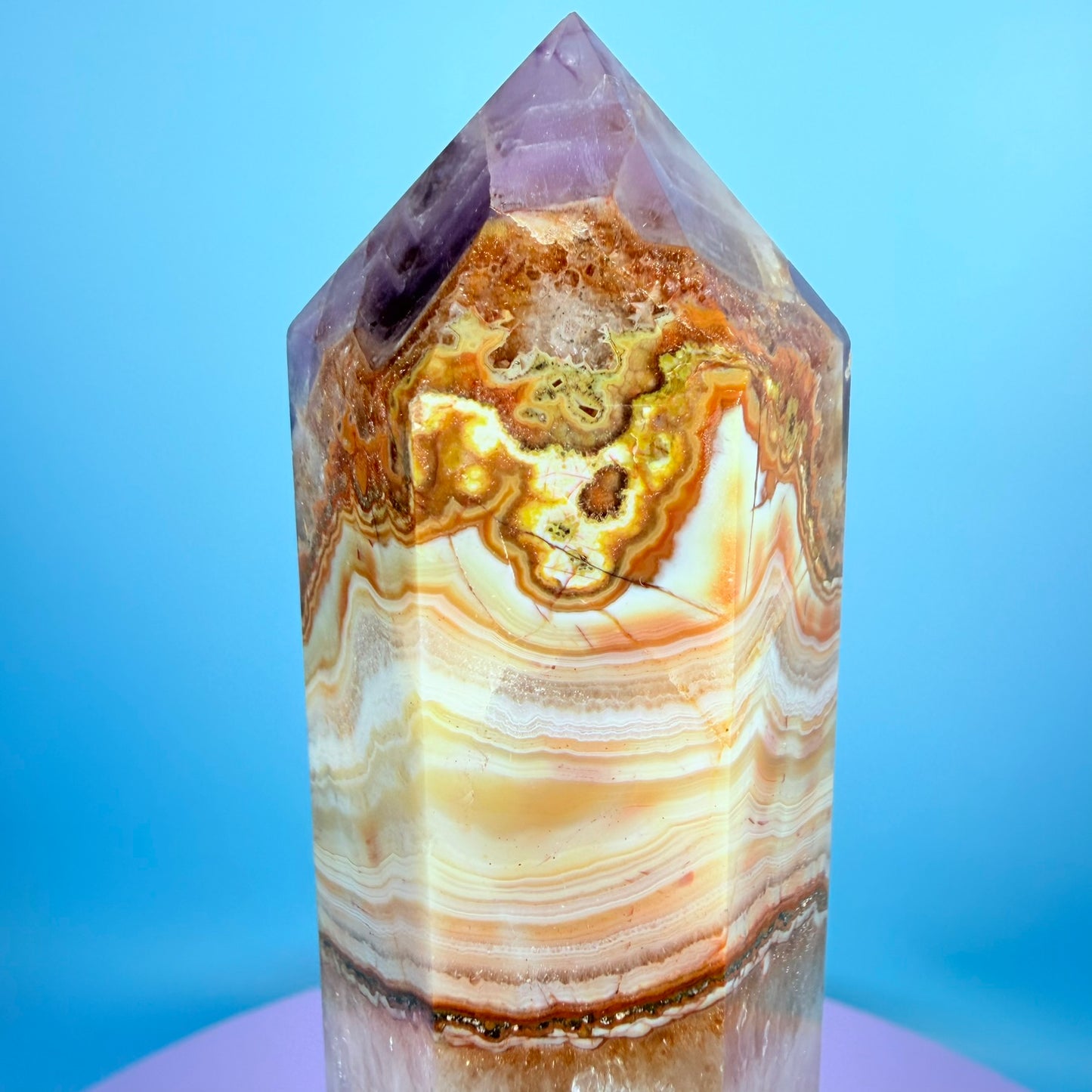 Amethyst + Lace Agate Large Tower
