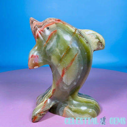 Banded Onyx Calcite Dolphin Carving - Medium