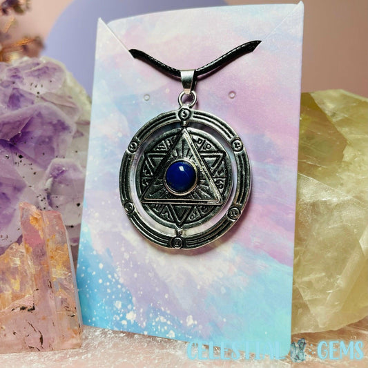Lapis Lazuli Star Circle Spinning Necklace