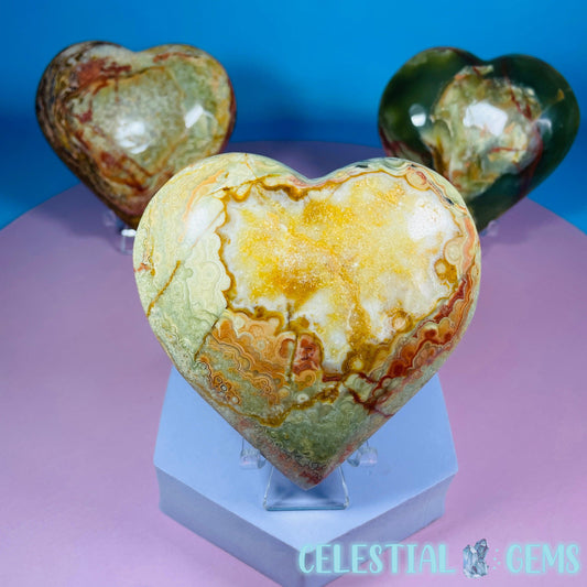 Banded Onyx Calcite Heart Carving - Large