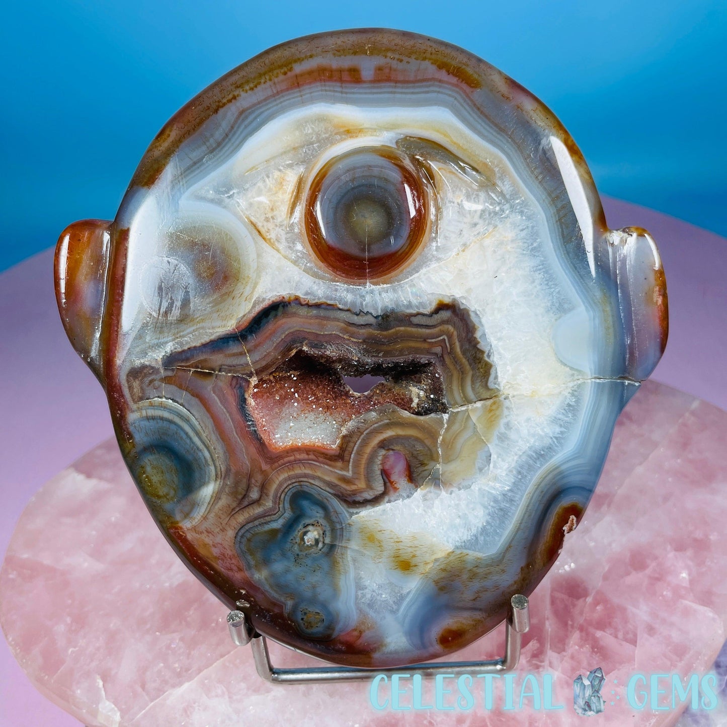 Carnelian Agate Cyclops Ogre Face Medium Carving