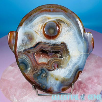Carnelian Agate Cyclops Ogre Face Medium Carving
