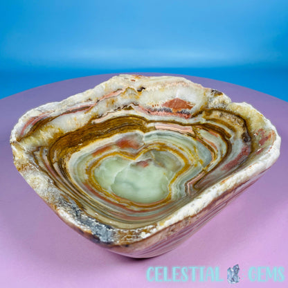 Banded Onyx Calcite Rough Edge Irregular Bowl - Medium