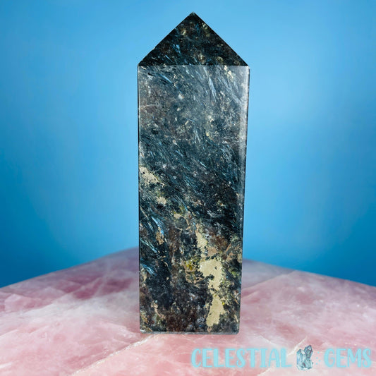 Astrophyllite, Pyrite + Garnet (Fireworks Stone) Small Tower