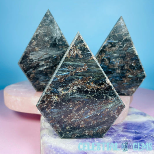 Astrophyllite + Garnet (Fireworks Stone) Diamond Freeform (Video)