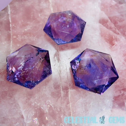 High Grade Amethyst Hexagram Pocket Stone Carving