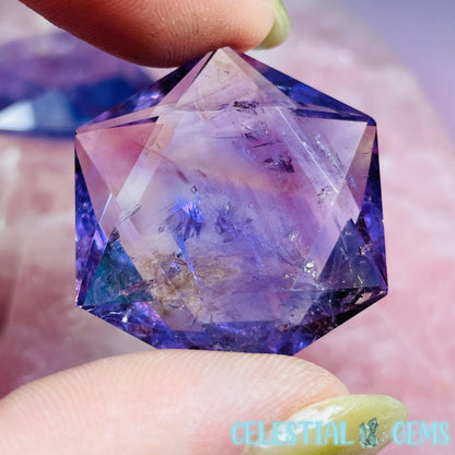 High Grade Amethyst Hexagram Pocket Stone Carving