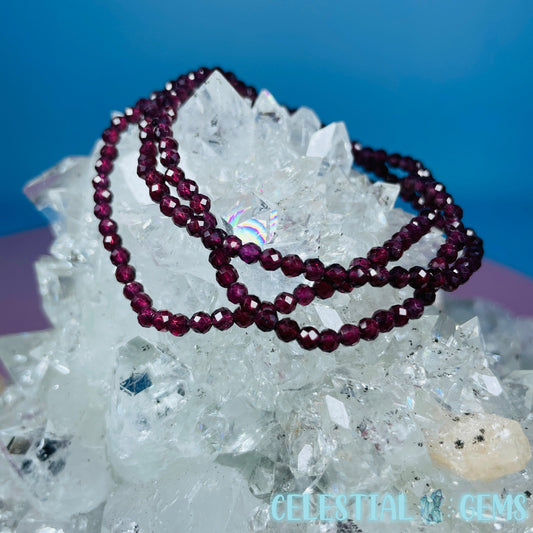 Garnet Faceted 3mm Bracelet