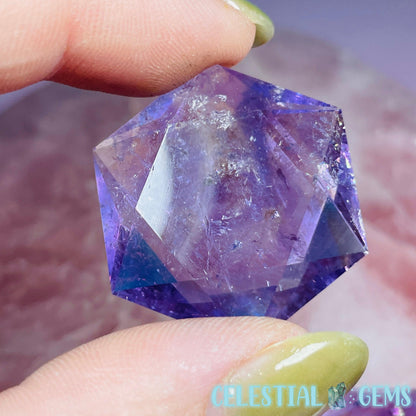 High Grade Amethyst Hexagram Pocket Stone Carving