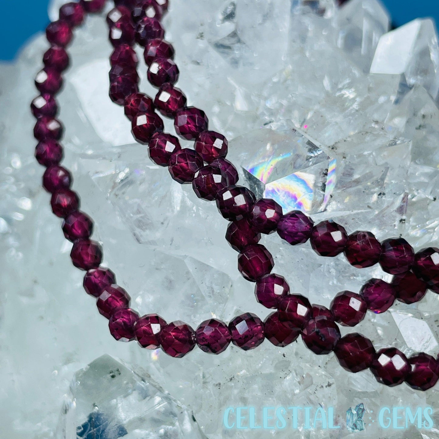 Garnet Faceted 3mm Bracelet