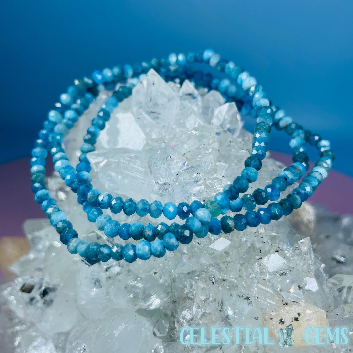 Blue Apatite Faceted 4mm Bracelet