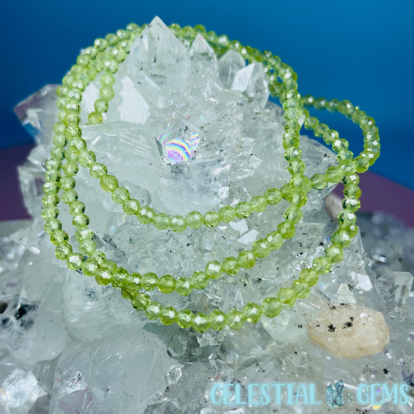 Peridot Faceted 3mm Bracelet