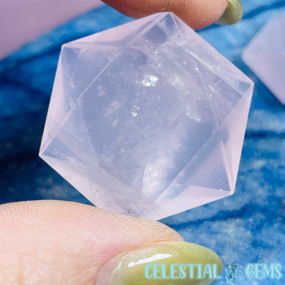 High Grade Rose Quartz Hexagram Pocket Stone Carving