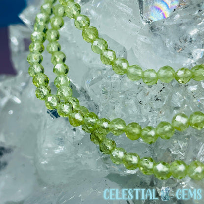 Peridot Faceted 3mm Bracelet