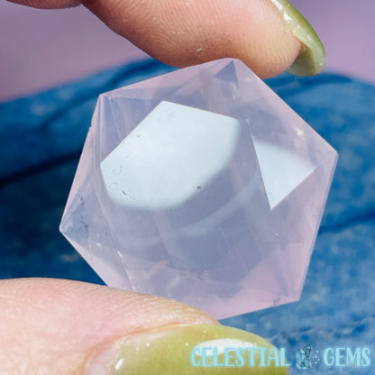 High Grade Rose Quartz Hexagram Pocket Stone Carving