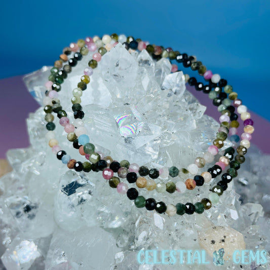 Mixed Tourmaline Faceted 3mm Bracelet