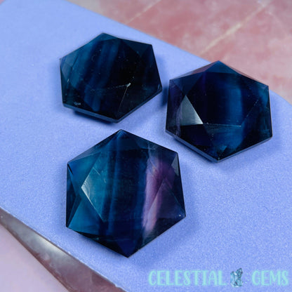 High Grade Fluorite Hexagram Pocket Stone Carving
