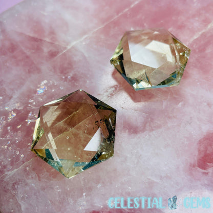 High Grade Citrine Hexagram Pocket Stone Carving