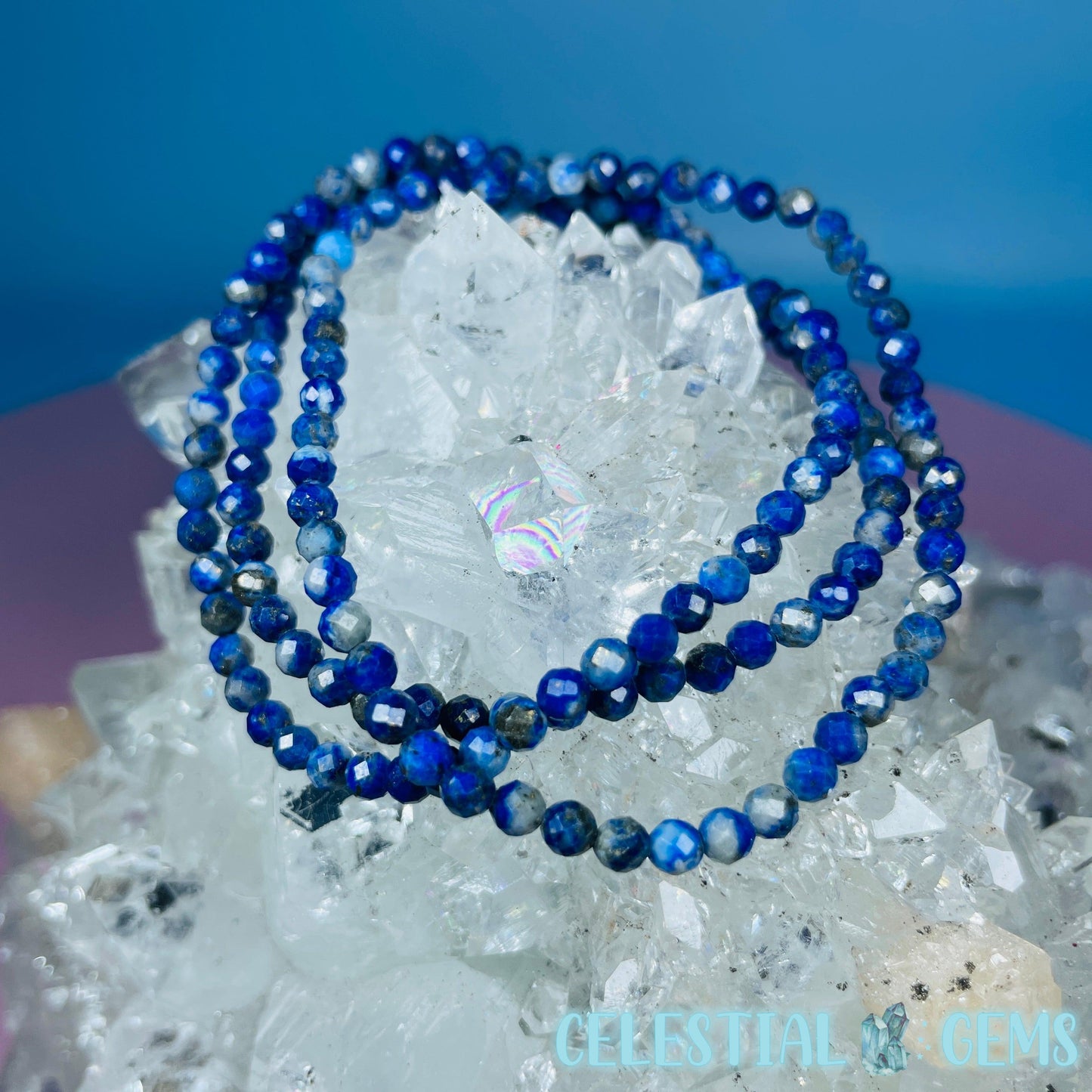 Lapis Lazuli Faceted 3mm Bracelet