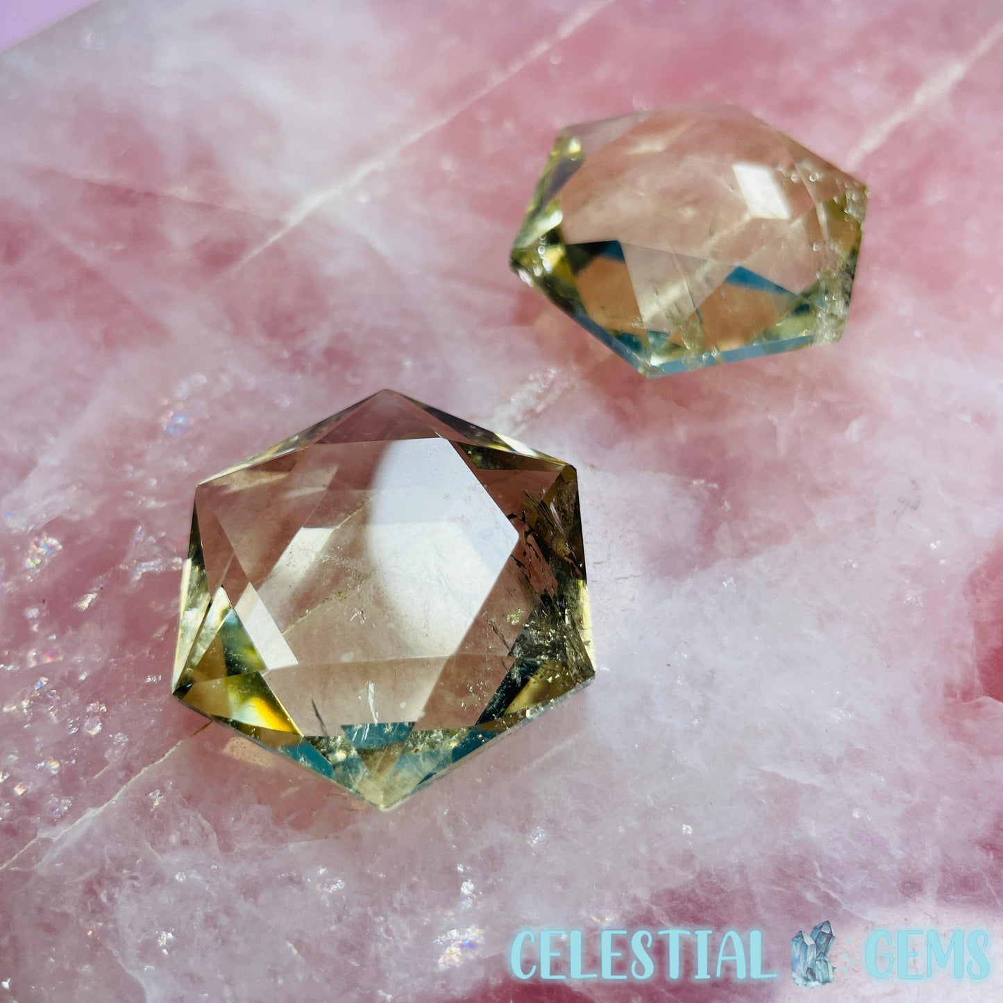 High Grade Citrine Hexagram Pocket Stone Carving