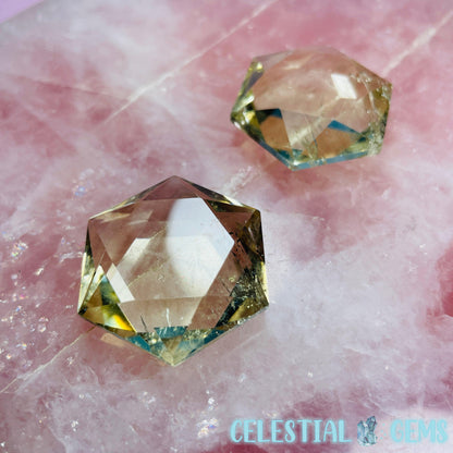 High Grade Citrine Hexagram Pocket Stone Carving