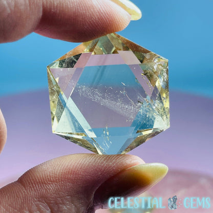 High Grade Citrine Hexagram Pocket Stone Carving