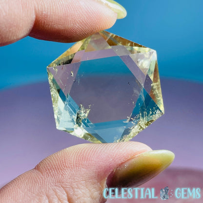 High Grade Citrine Hexagram Pocket Stone Carving