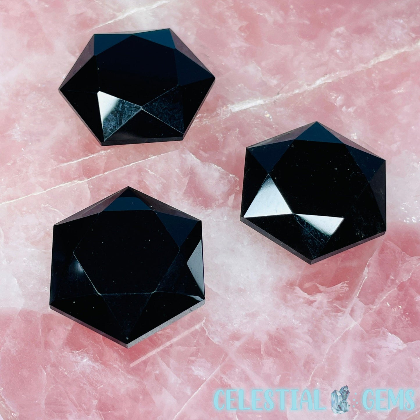 High Grade Obsidian Hexagram Pocket Stone Carving