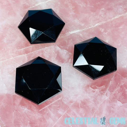 High Grade Obsidian Hexagram Pocket Stone Carving