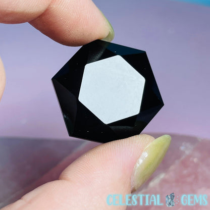 High Grade Obsidian Hexagram Pocket Stone Carving