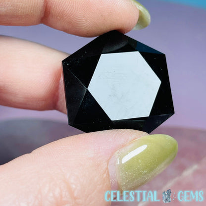 High Grade Obsidian Hexagram Pocket Stone Carving