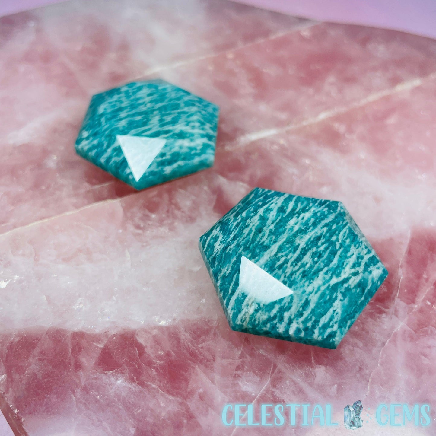 High Grade Amazonite Hexagram Pocket Stone Carving