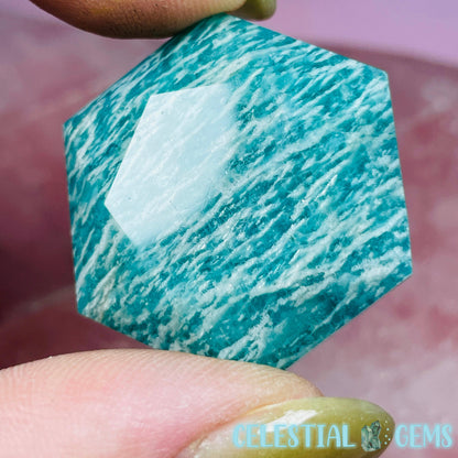 High Grade Amazonite Hexagram Pocket Stone Carving