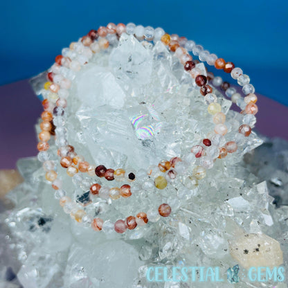 Fire Hematoid Quartz Faceted 3mm Bracelet