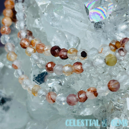 Fire Hematoid Quartz Faceted 3mm Bracelet