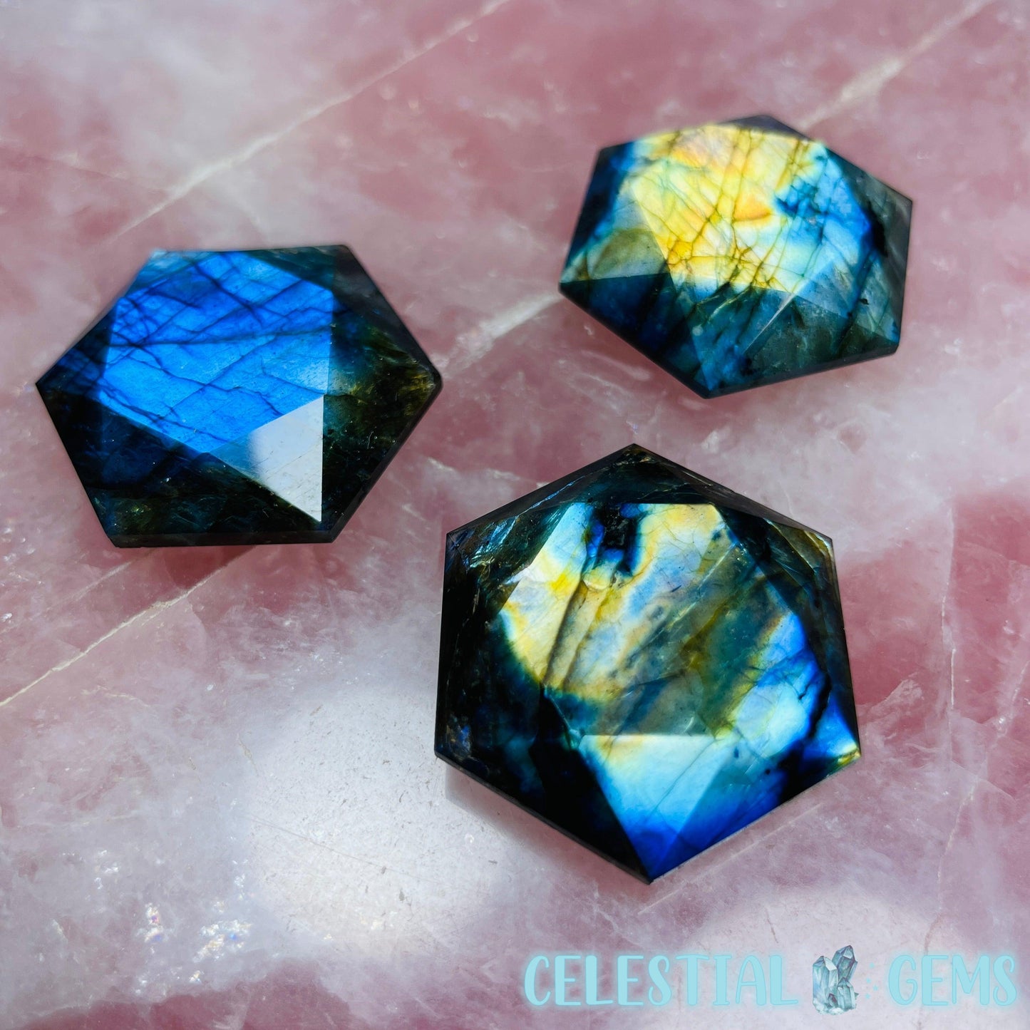 High Grade Labradorite Hexagram Pocket Stone Carving