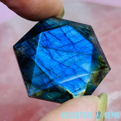 High Grade Labradorite Hexagram Pocket Stone Carving