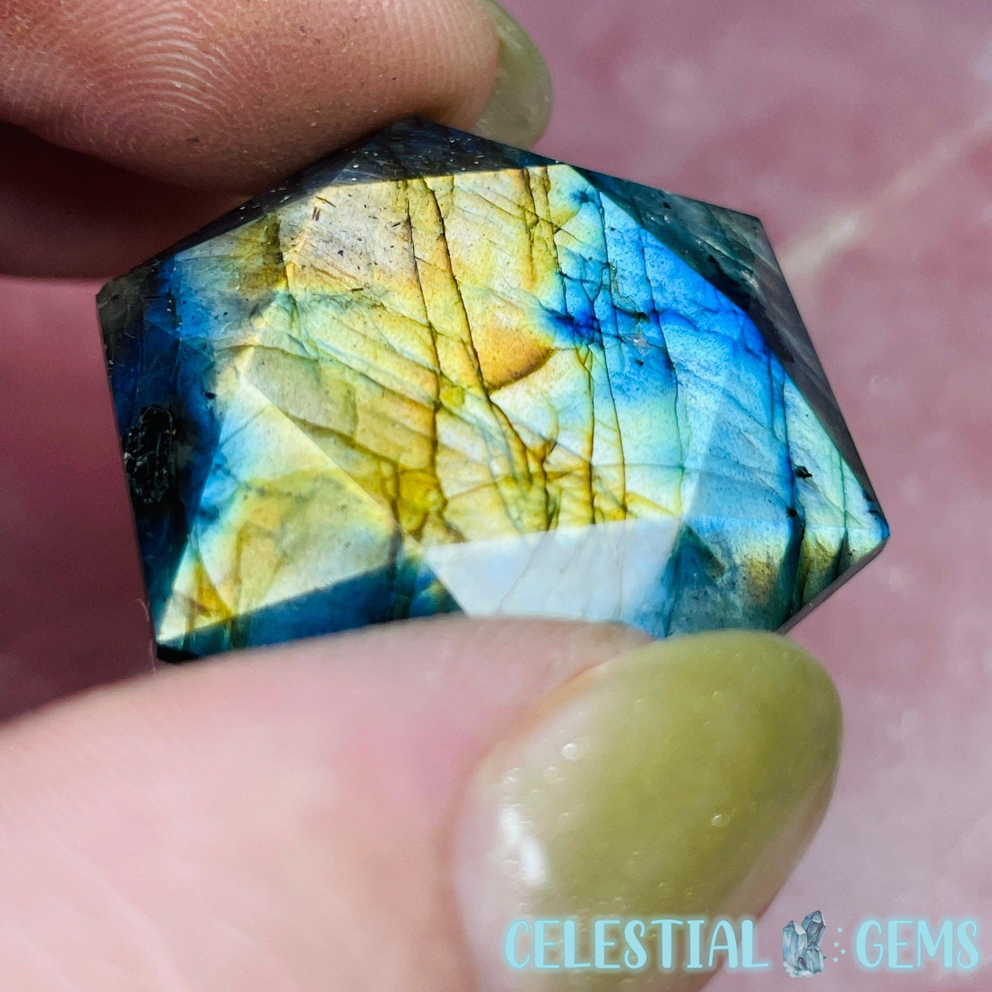 High Grade Labradorite Hexagram Pocket Stone Carving