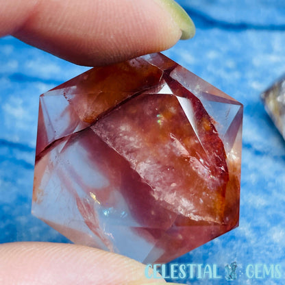 High Grade Fire Quartz Hexagram Pocket Stone Carving