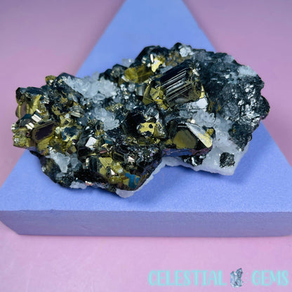 Chalcopyrite, Galena + Quartz Medium Cluster Specimen