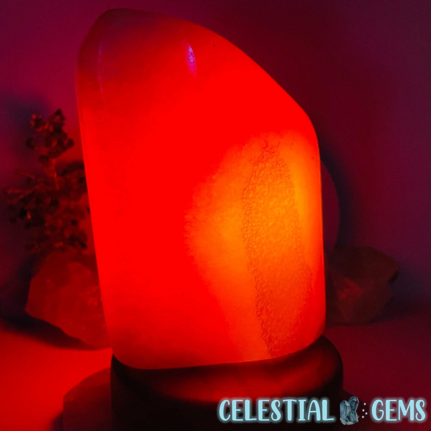 Orange Calcite Large Polished Lamp (with Dimmer + Bulb)