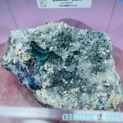 VERY RARE Inner Mongolia Colour-Zoned Fluorite with Pyrite, Jamesonite + Quartz Medium Cluster Specimen