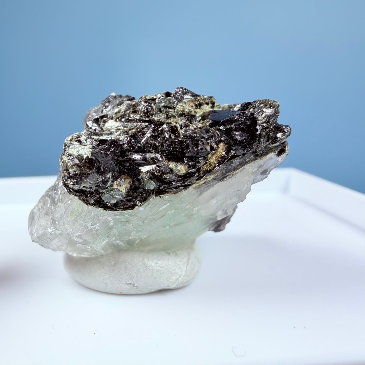 Rare Emerald in Quartz with Tourmaline Crystal Specimen in Box, Zambia