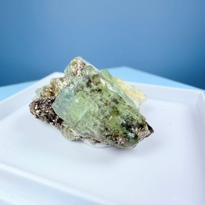 Rare Emerald, Quartz + Tourmaline Crystal Specimen in Box, Zambia