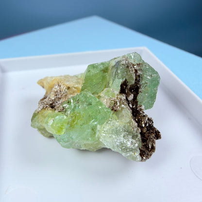 Rare Emerald, Quartz + Tourmaline Crystal Specimen in Box, Zambia